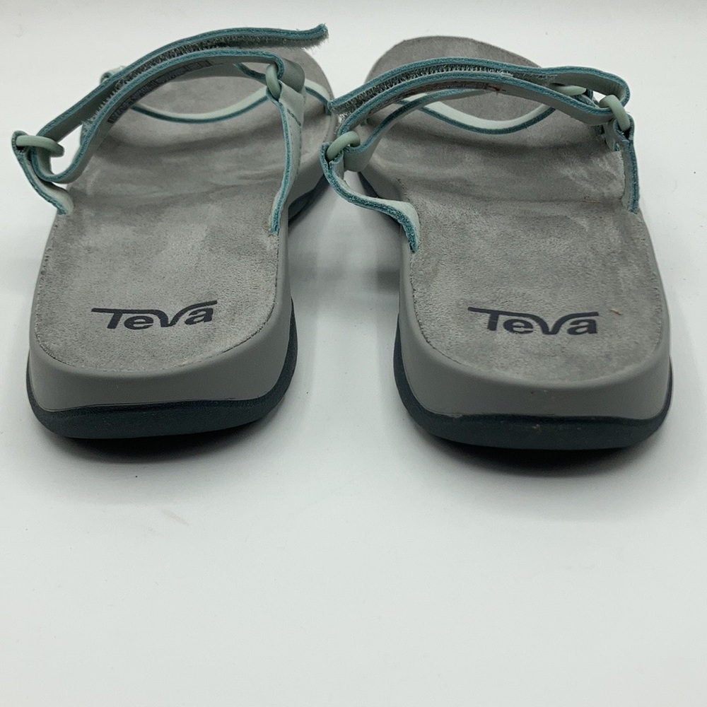 Teva Elzada Leather Slide Gray Mist Sandals - Picture 3 of 7